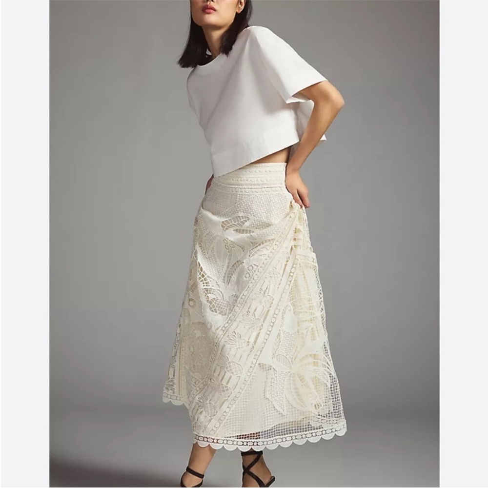 FARM Rio Cream Lace Maxi Skirt